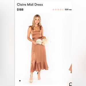 Show Me Your Mumu Claire Midi Dress Satin Copper Luxe Size M